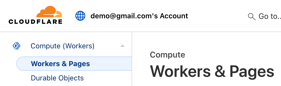 Cloudflare Workers menu in the dashboard