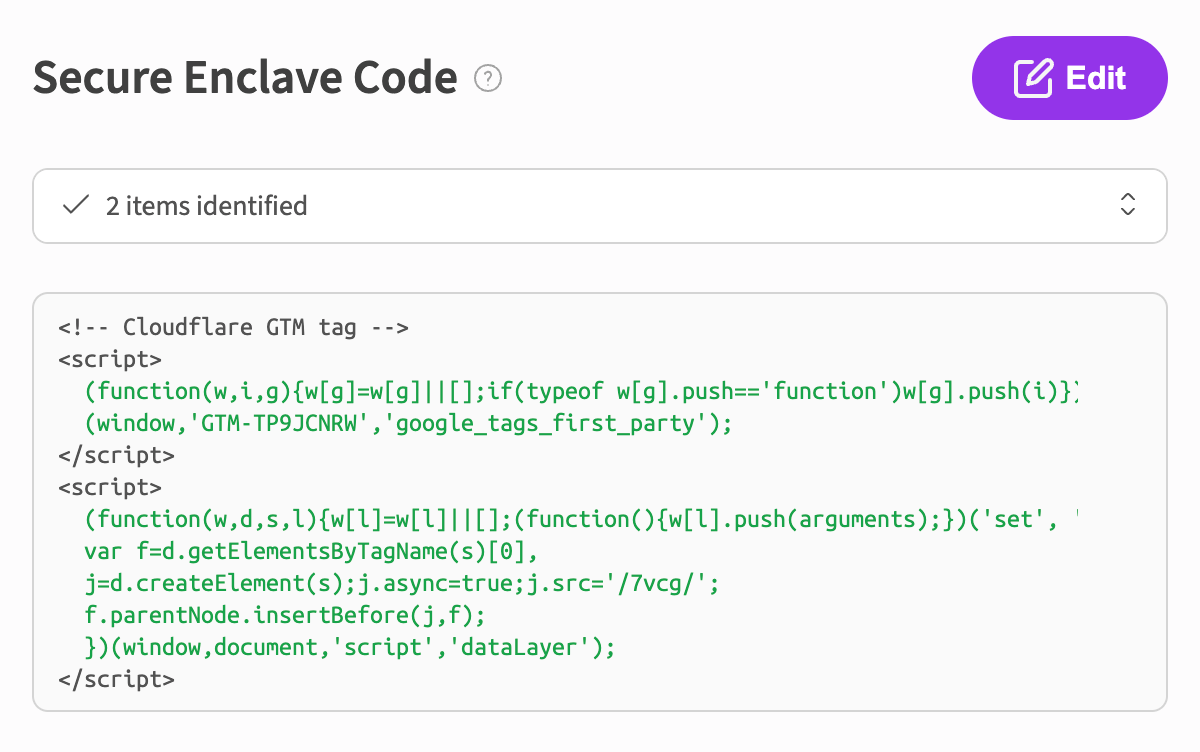 DataUnlocker Secure Enclave with the Google Tag Manager snippet
